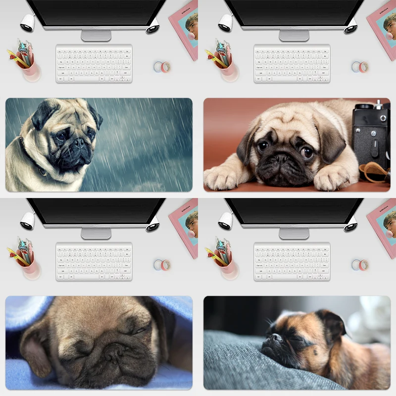 

Игровой компьютерный коврик для мыши с грустным сном Мопсом, большой коврик для мыши, большой Настольный коврик, Нескользящий Резиновый баз...