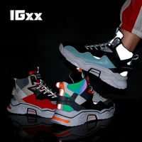 igxx men new fashion street high top shoes new springautumn men luminous shoes comfortable glow at night shoes size39 44