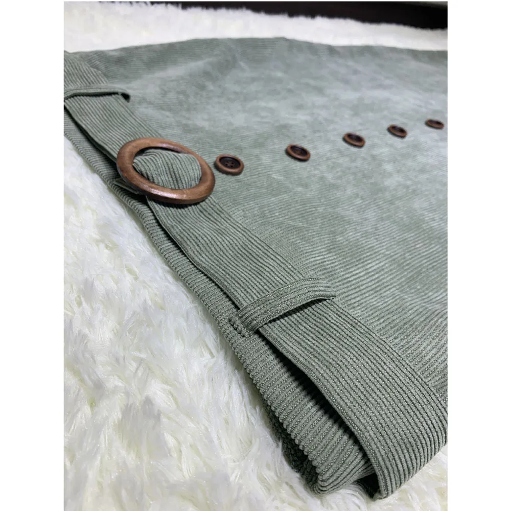 

High Density Corduroy Abaya Turkey Muslim Fashion High Waist Long Skirt Belt Pencil Skirts Bodycon For Women Clothing Indonesian