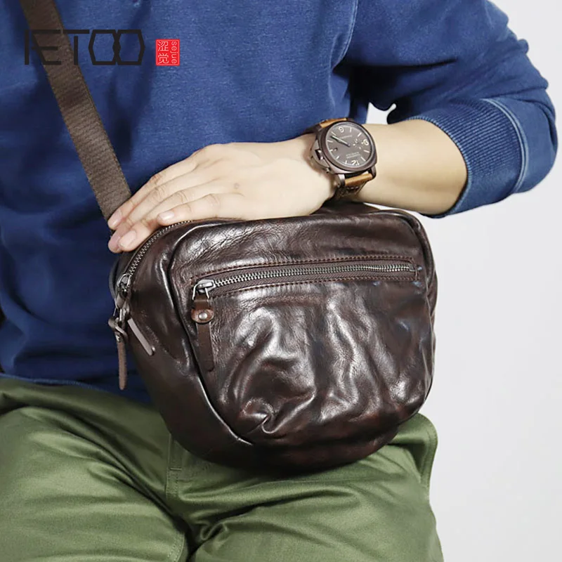 AETOO ручная работа Ретро сумка на шпильках Кожаная поясная Мужская модная