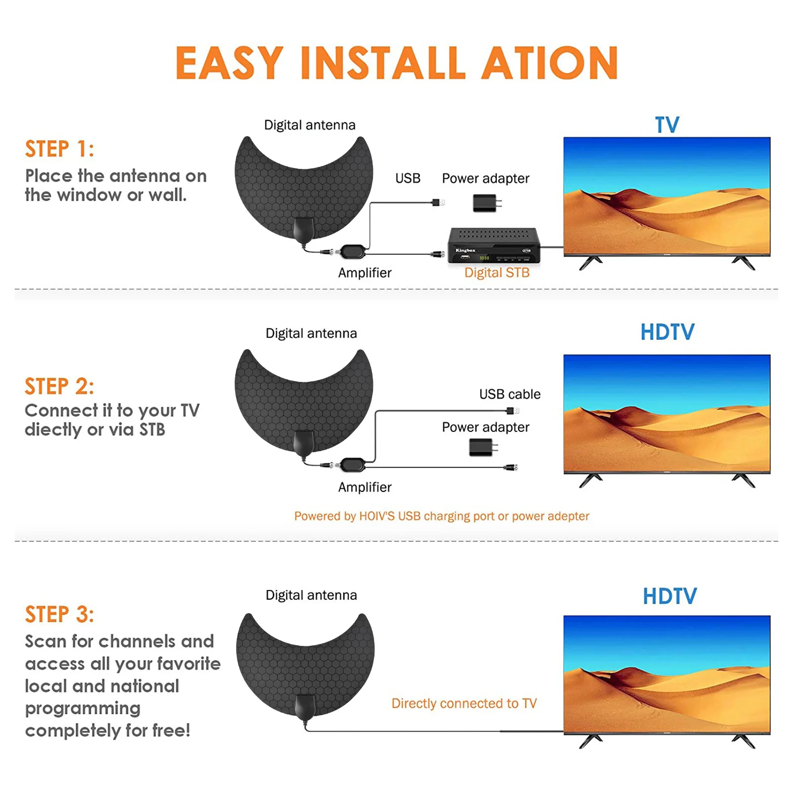 

TV 4K HD Digital HDTV Antenna 200 Miles Range Signal Booster Antenna Digital TV Antenna DVB-T2 Home Audio Video Equipments