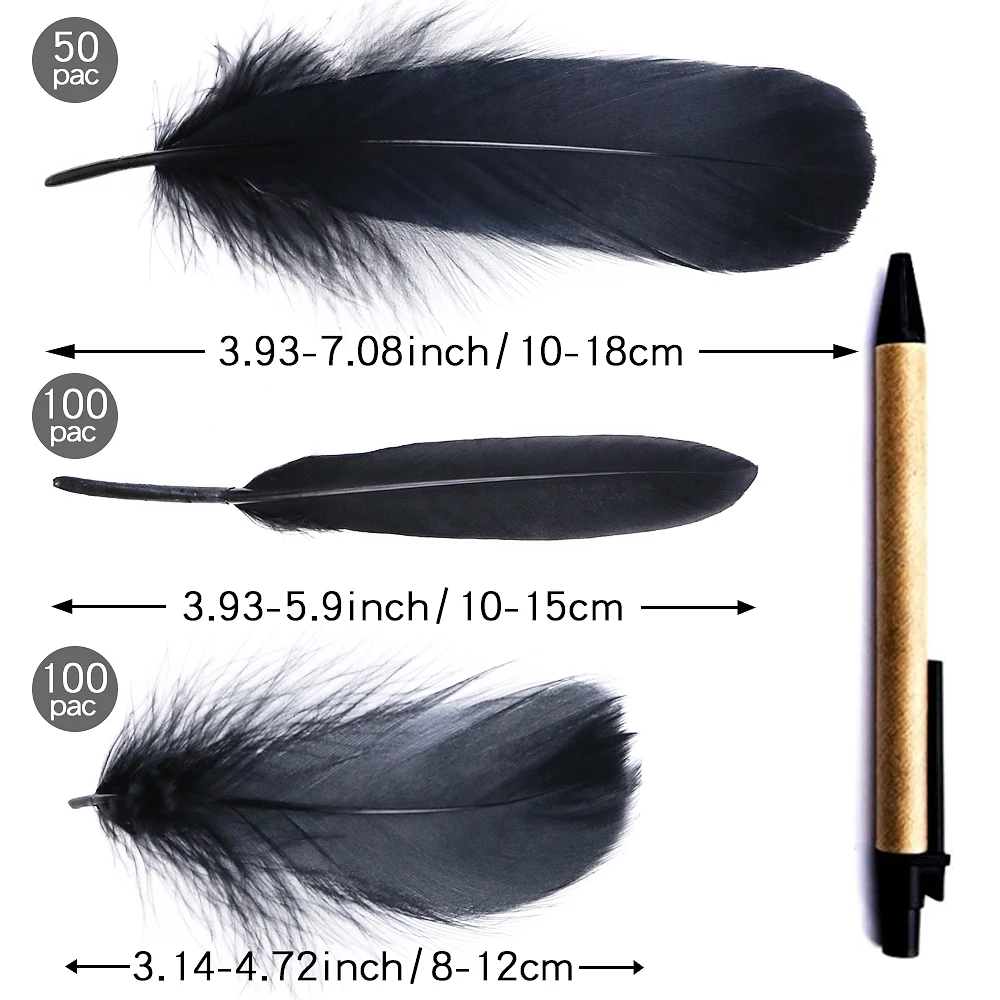 

Wholesale 250pcs Natural Goose Feather for Craft Black Swan Feathers Wedding Costume Cloth Decoration Plume Craft Accessories