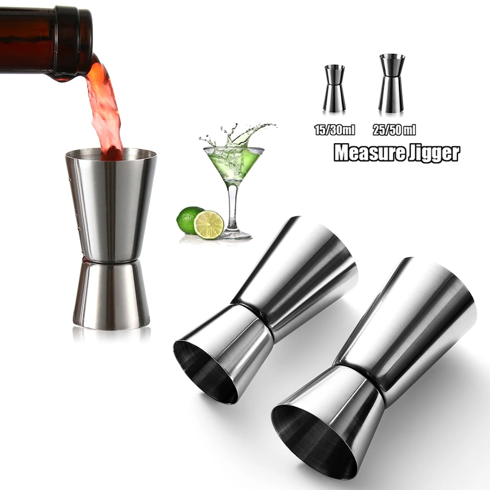 

15/30ml or 25/50ml Stainless Steel Cocktail Shaker Measure Cup Dual Shot Drink Spirit Measure Jigger Kitchen Gadgets