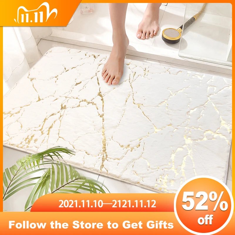 

60x90cm Fluffy Faux Rabbit Hair Thicken Bathroom Mat Bath Non-Slip Floor Rug Absorbent Carpet Living Room Door Mat Ship from RU