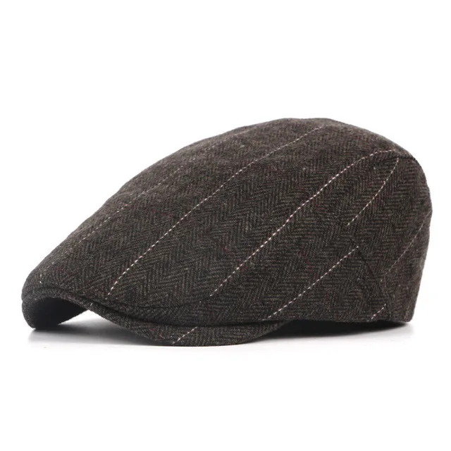 2019 Autumn Winter Men Cap Hats Berets British Western Style Wool Advanced Flat Ivy Gatsby Classic Vintage Striped Beret | Аксессуары