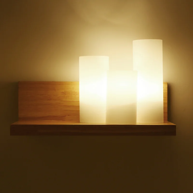 

can Nordic log art bedside be placed wall lamp, bedroom study balcony wall lamp, corridor porch lamp