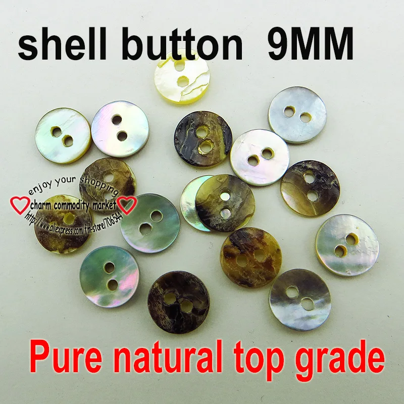 

50PCS mixed high quality natural shell buttons 9MM coat boots sewing clothes round button S-02