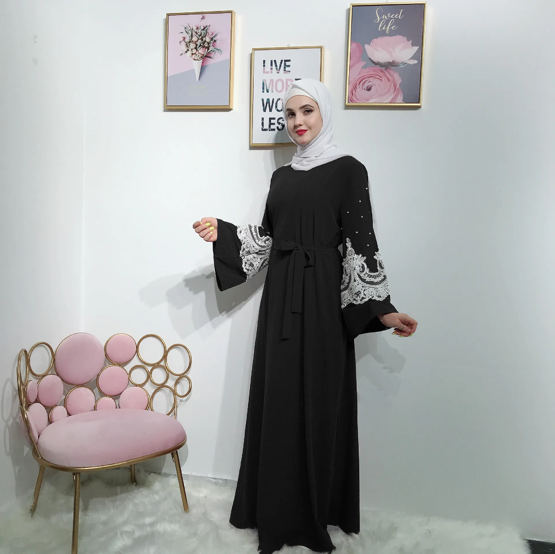 Женское мусульманское платье с длинным рукавом Абая для женщин 2019 | Тематическая