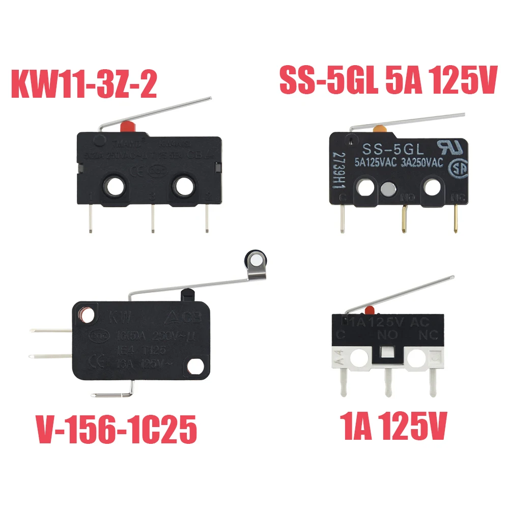 Концевой микро-выключатель с тремя прямыми ножками Боковая кнопка Мгновенный