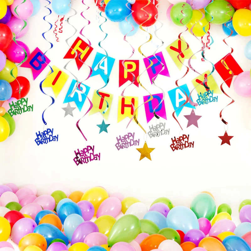 6 шт./компл. металлическое потолочное вихревое украшение с днем рождения вечерние