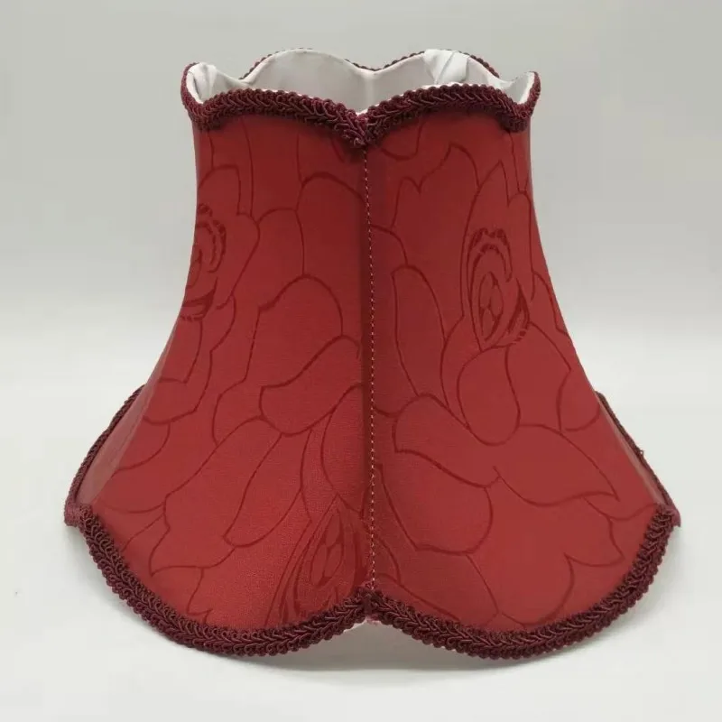 Лампа E27 для настольных ламп абажур из красной/бежевой ткани Круглый современной