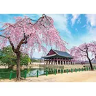 Фон для фотосъемки с изображением весеннего цветка вишни возле дворца фон для детской студийной портретной съемки