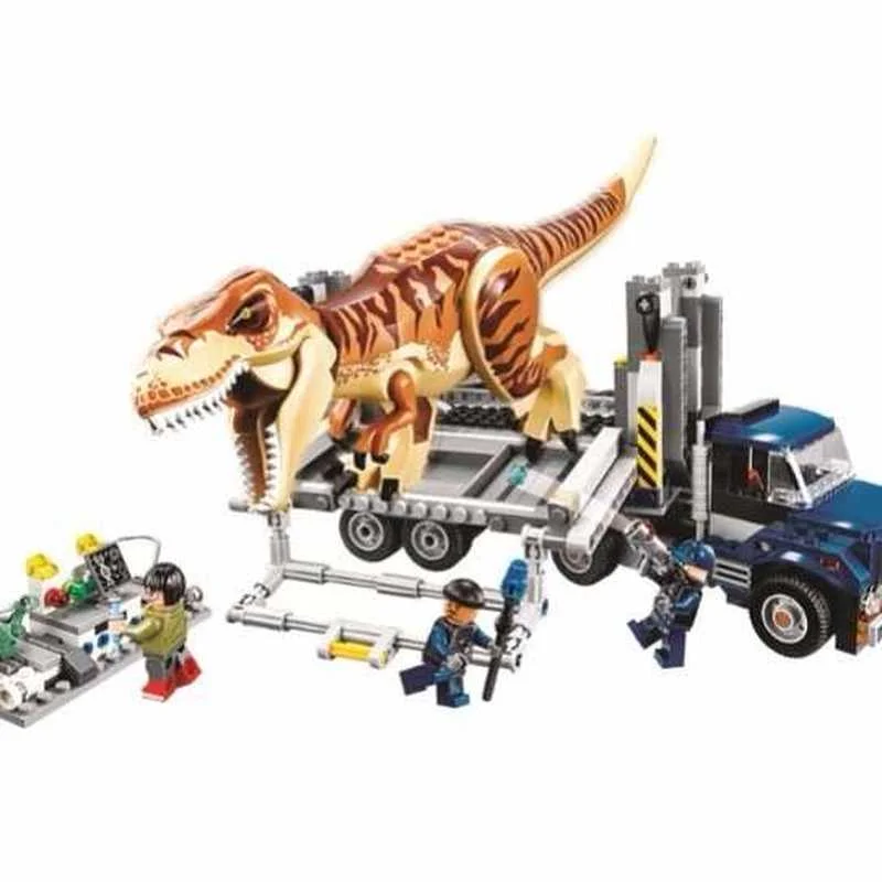 

631Pcs Jurassic World T. Rex Transport Truck Dinosaur Tyrannosaurus Rex Model Building Blocks Toys Bricks Compatible with 10927