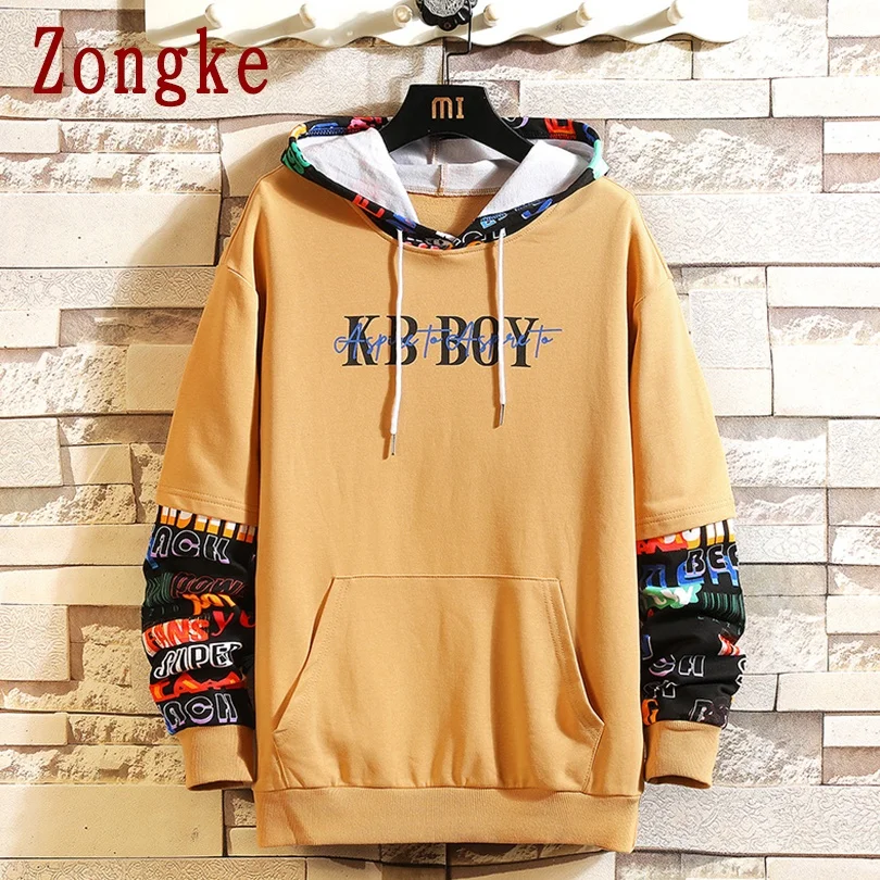 

Zongke Patchwork Hoodie Men Clothing Streetwear Sweatshirt Men Tops Harajuku Pullover Men Hoodie Korean Clothes 3XL 2021 Spring