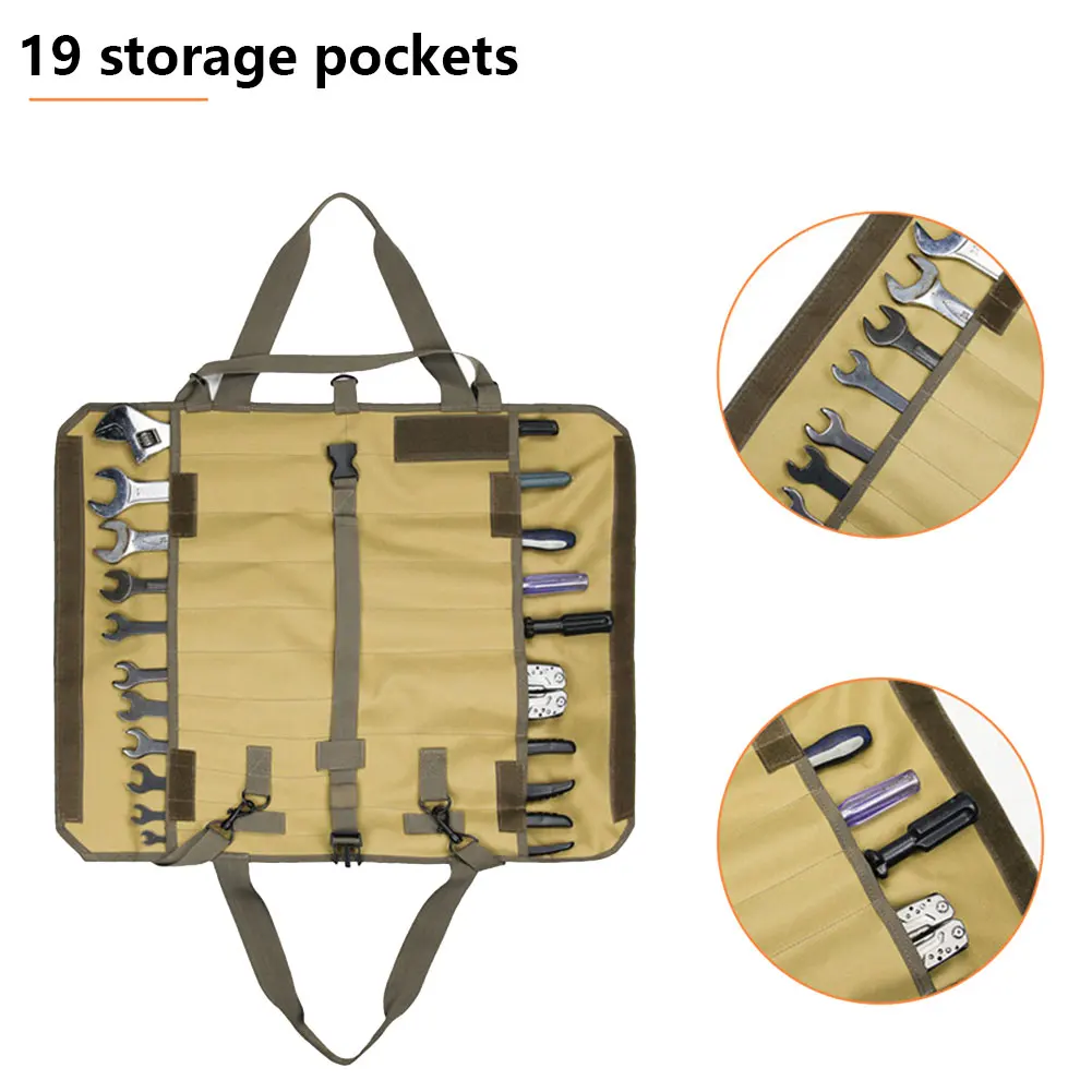 

Oxford Canvas Chisel Electrician Toolkit Multi-Pocket Car Back Seat Hanging Storage Bag Foldable Portable Zipper Pockets