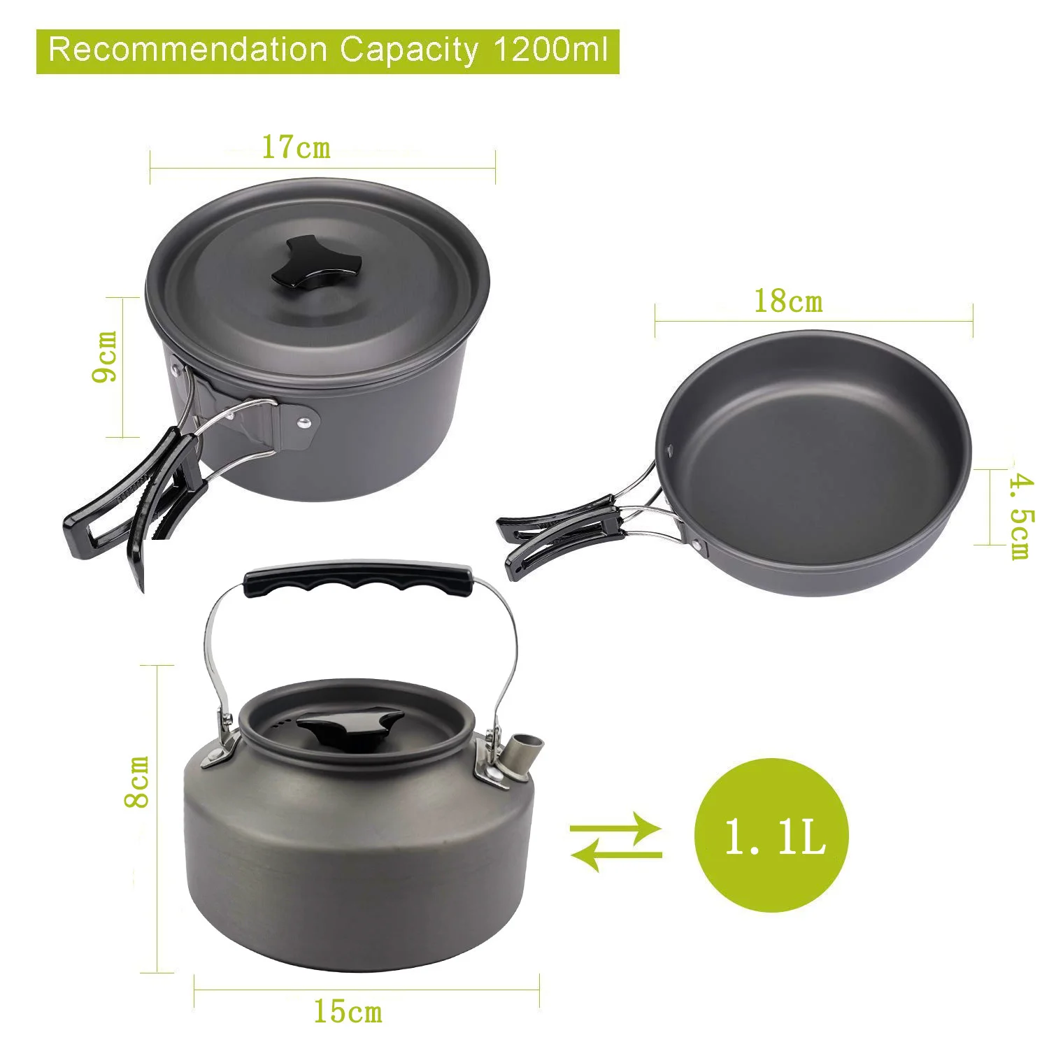 Camping Tableware Cookware Kit Cooking Set Outdoor Aluminum Water Kettle Pan Pot Travelling Hiking Picnic BBQTableware Equipment | Спорт и
