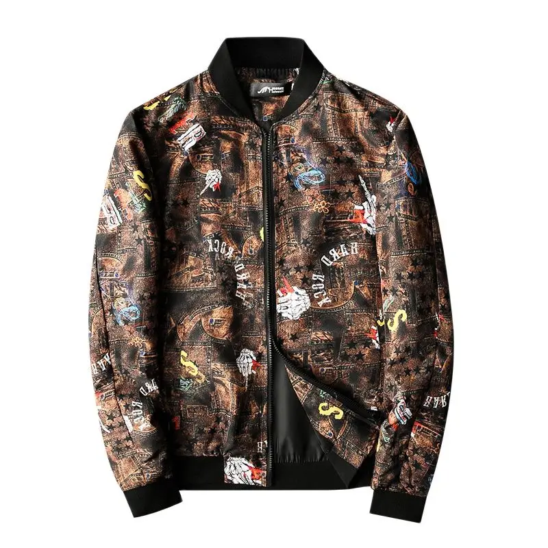 Мужская винтажная куртка с цветочным принтом размеры до 5XL | одежда