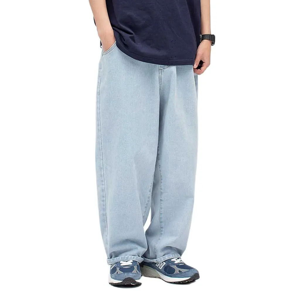 

Джинсы-шаровары оверсайз для мужчин и женщин, модные брюки из денима в стиле хип-хоп с эластичным поясом, Повседневная Уличная одежда с широ...