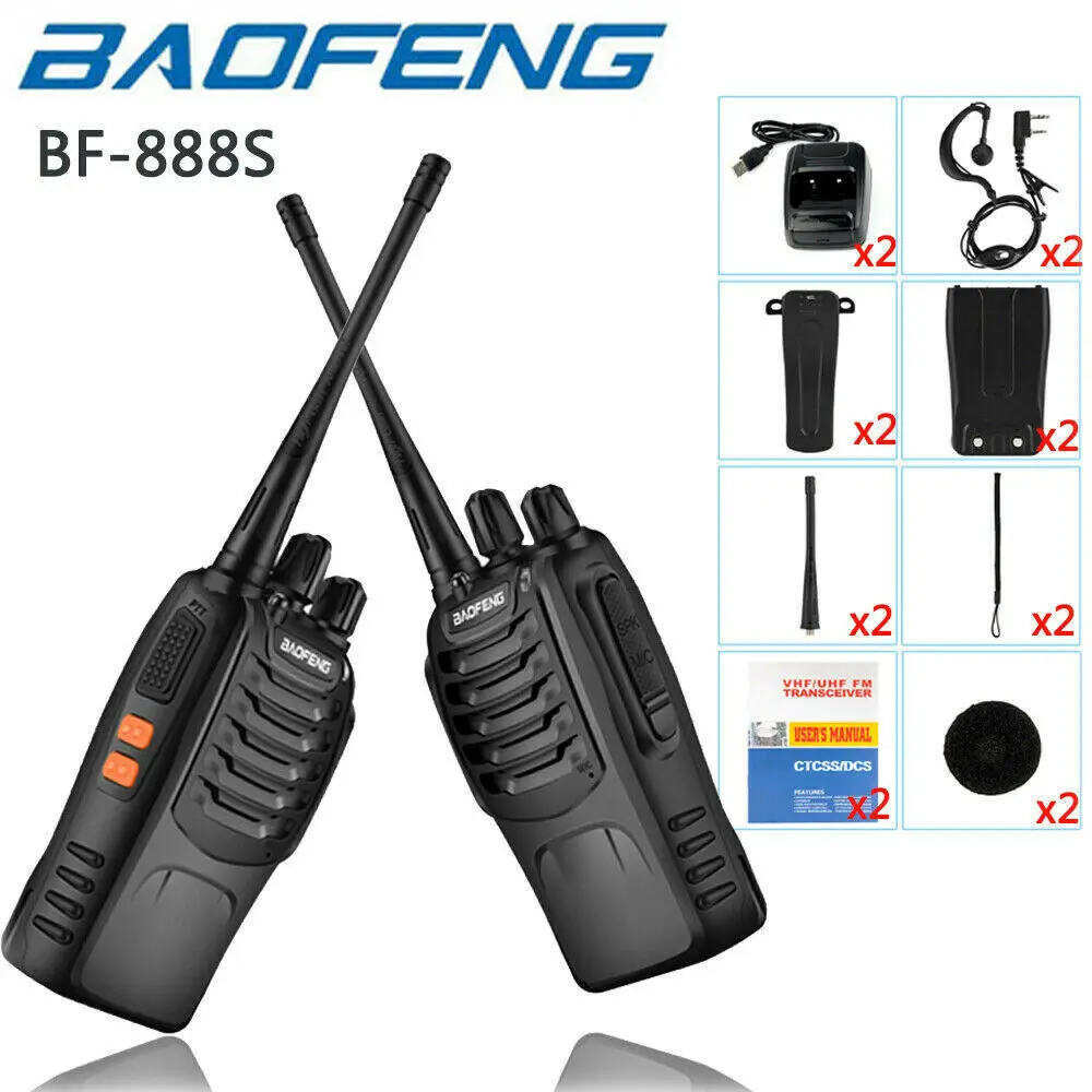 

2X Walkie Talkie BF-888S Handheld Two-Way Radio 2W UHF 400-470MHz Rechargeable