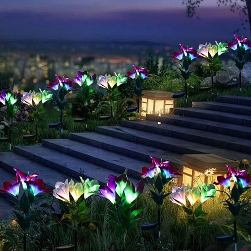 Светильник на солнечной батарее Орхидея декоративный фонарь с градиентом