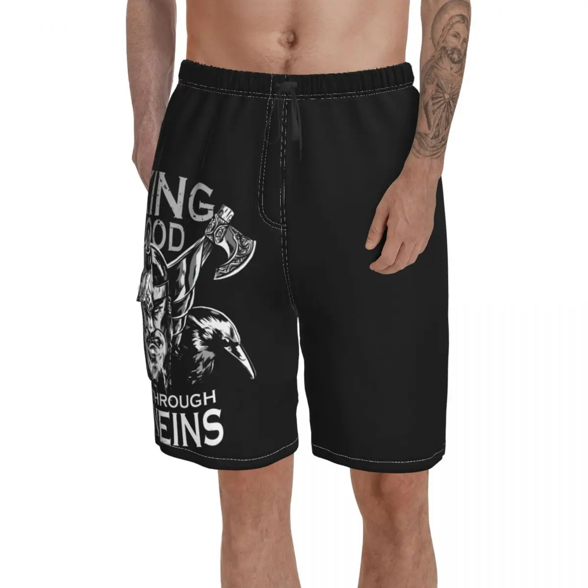 

Beach Viking Blood Runs Through My Veins Vikings G Odin, Norse, Viking Breathable Quick Dry Humor Graphic Hawaii Pants