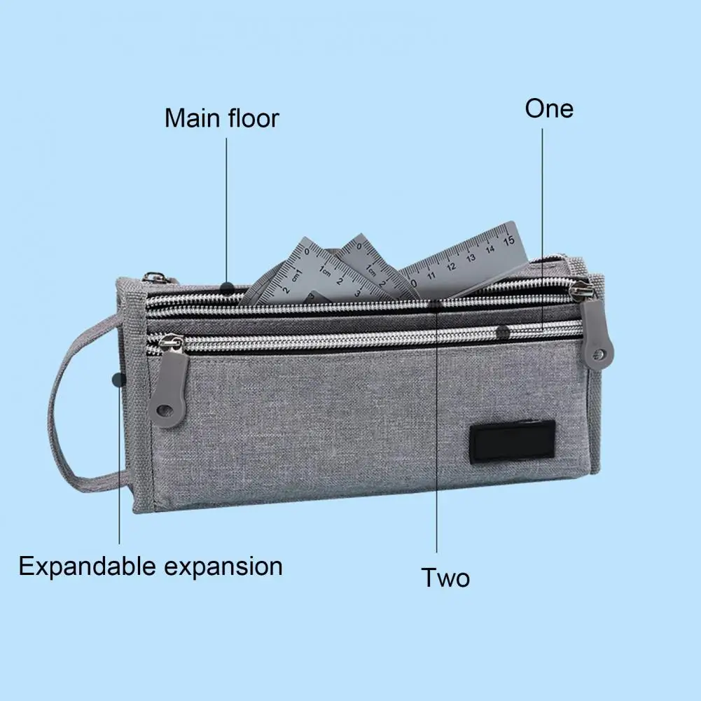 

Large Capacity Canvas Pencil Case Pen Bag Student Stationery Box Zipper Pouch