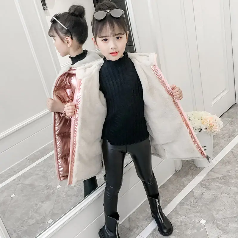 Пуховики для девочек теплая верхняя одежда толстые бархатные пальто