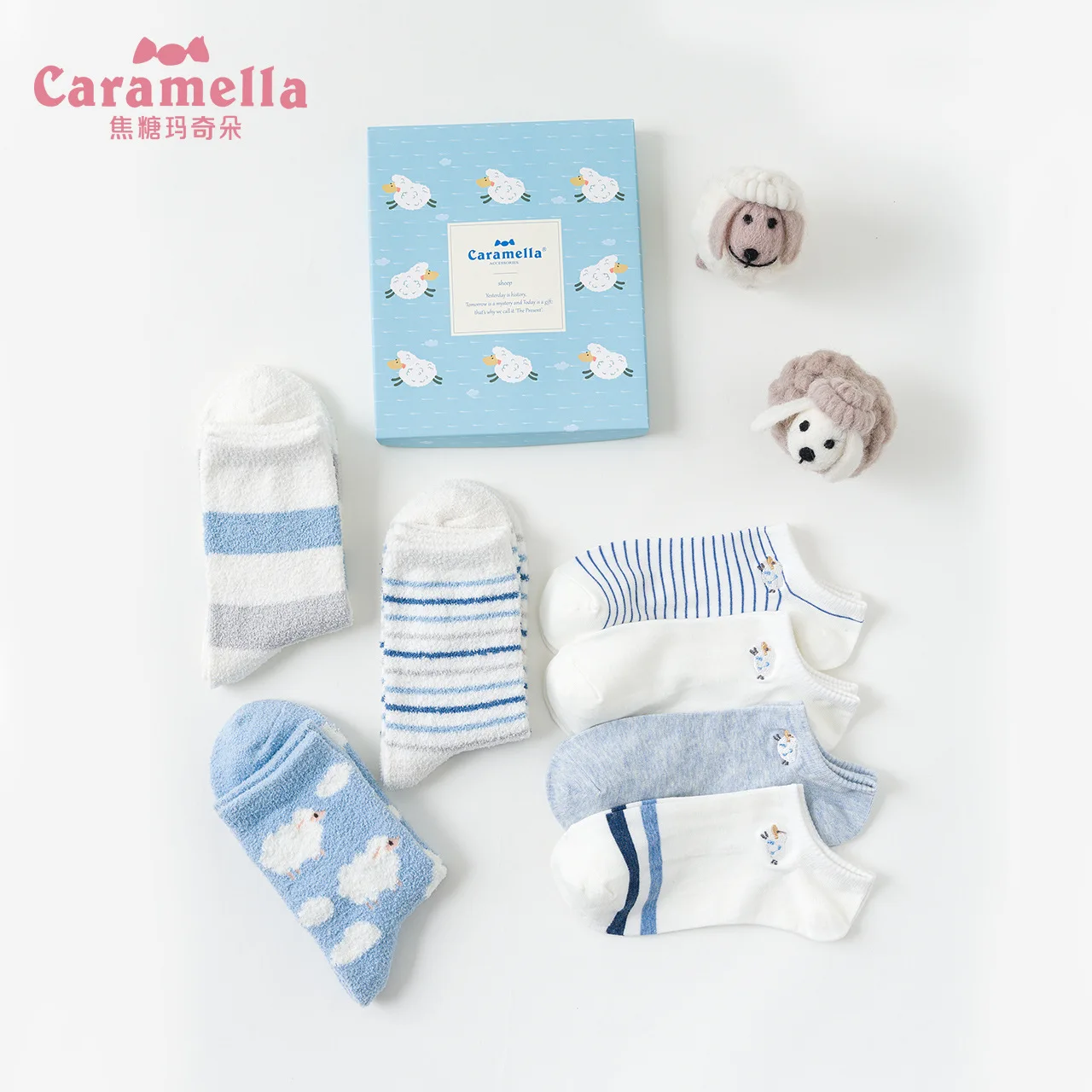 CARAMELLA/осенне-зимние новые стильные женские носки комбинированные бархатные 3