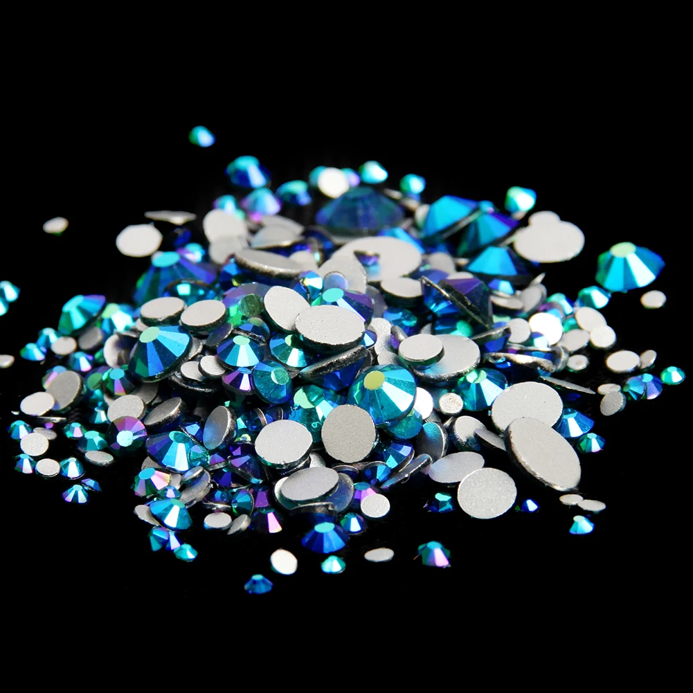 Изумрудные AB не для горячей фиксации стеклянные стразы дизайна ногтей