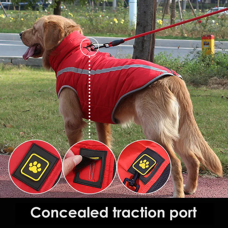 Waterproof Big Dog Clothes Winter Reflective Pet Jacket Outdoor Warm Labrador Clothing For Large Dogs Siberian Huskies Vest | Дом и сад