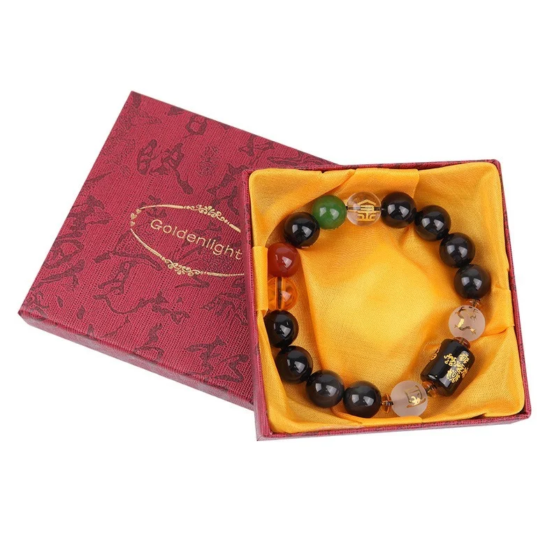 

Fashion Obsidian Bracelet Bangles Lucky Jinbao Five Elements Feng Shui Good Luck Even Men Women Bracelets Jewelry Daily Matching