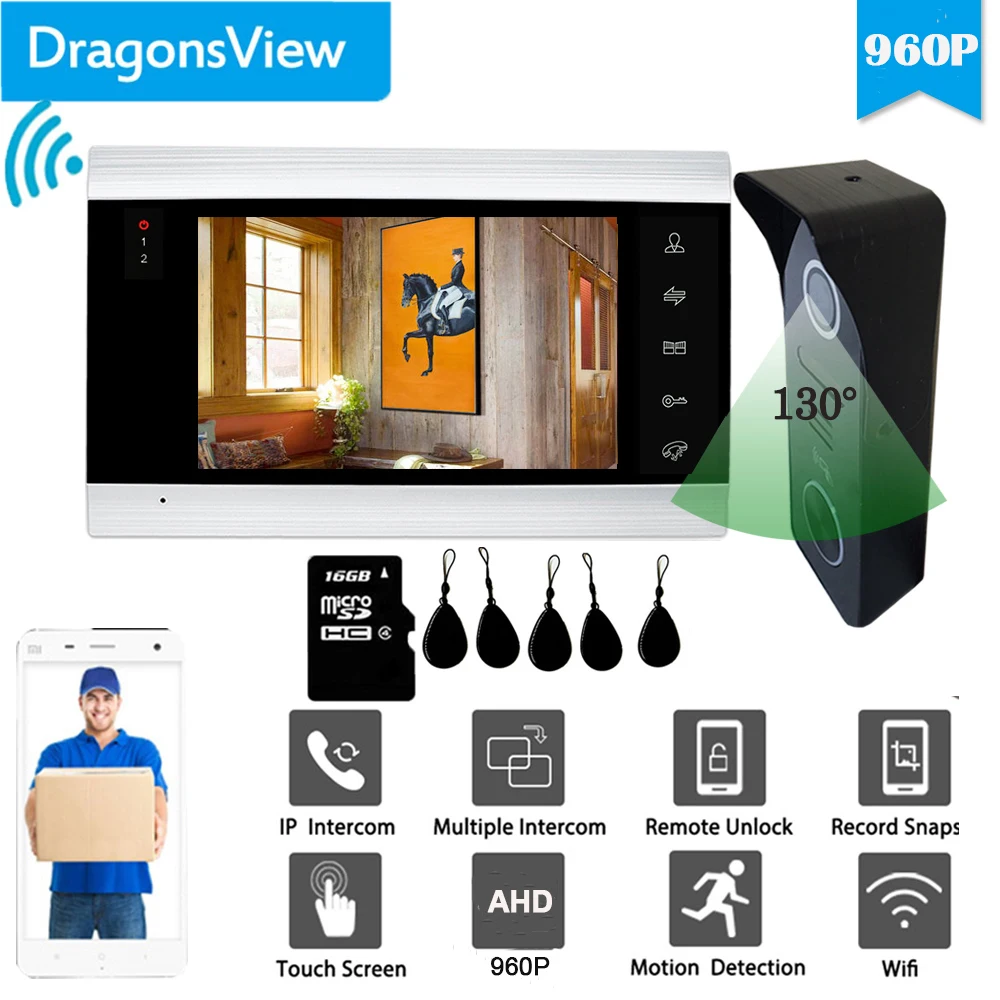 Dragonsview Wifi Video Intercom Deurtelefoon Draadloze Deurbel Camera Met Rfid Card Hd 1200TVL App Unlock Dag Nachtzicht