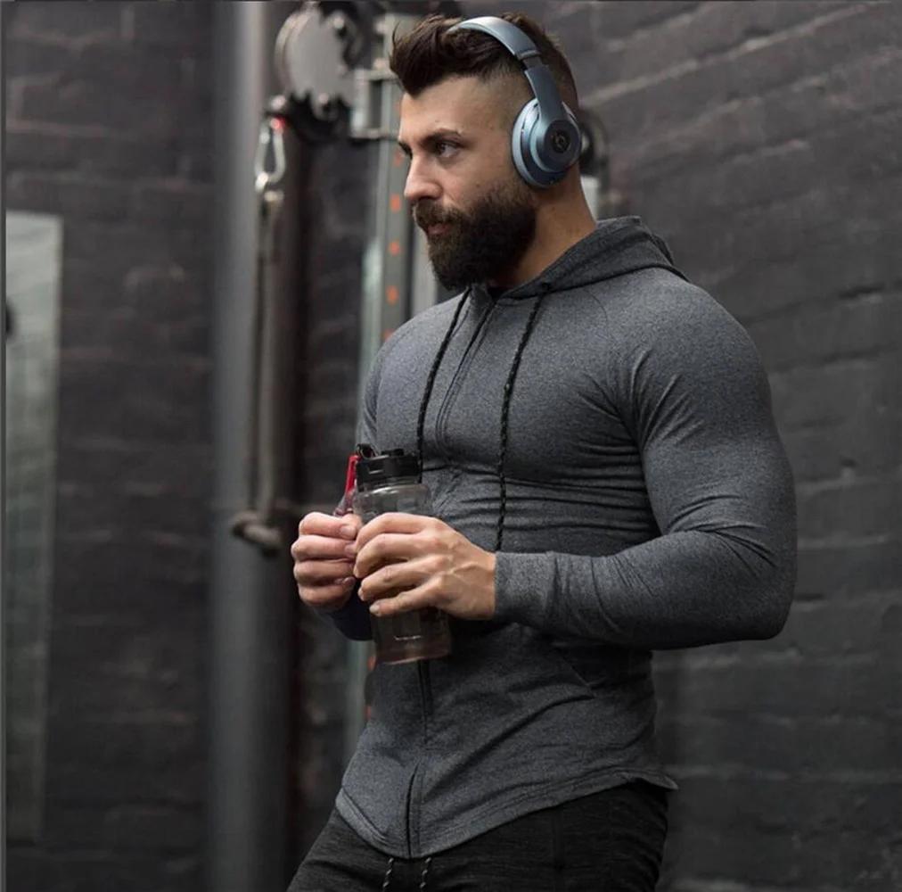 Мужская бесшовная куртка для бега фитнес комфорт стройная Спортивная с длинными