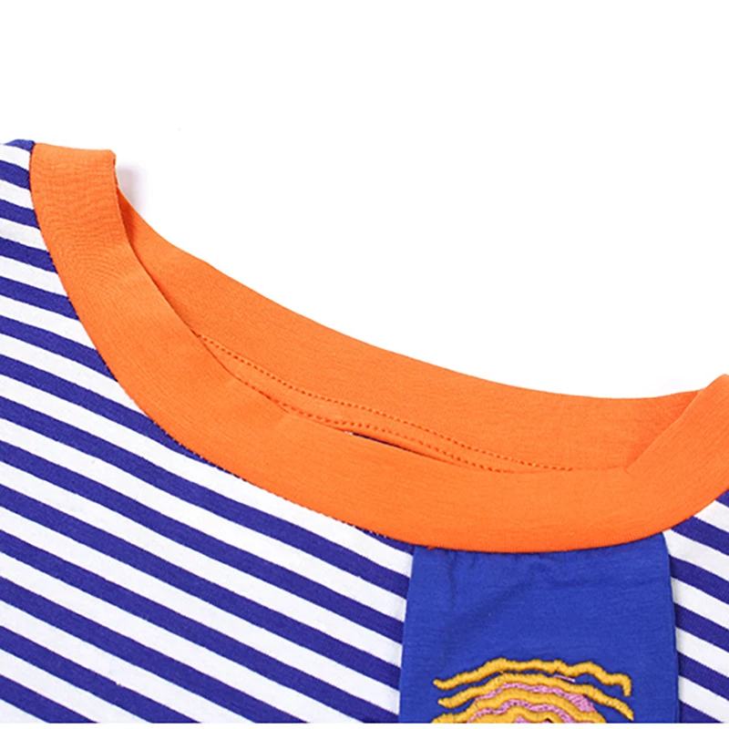 Женская хлопковая футболка с коротким рукавом и круглым вырезом свободного