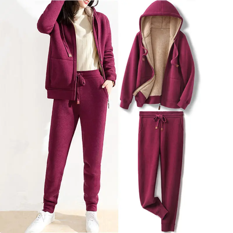 Женский Бархатный спортивный костюм с капюшоном Толстовка свободного покроя из