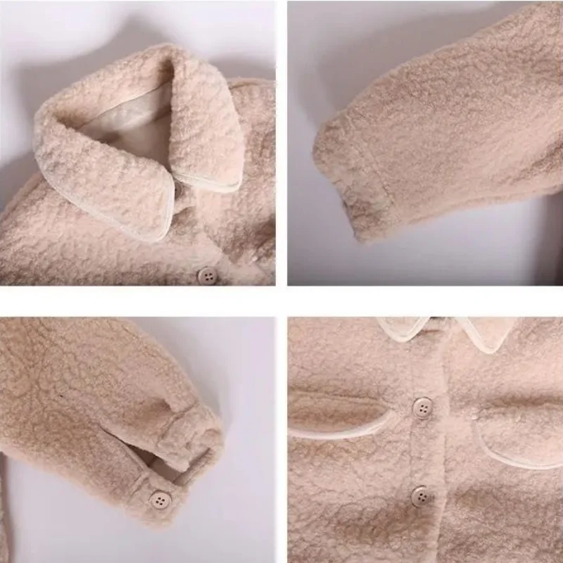 Модная куртка для маленьких девочек флисовое теплое пальто с овечкой малышей