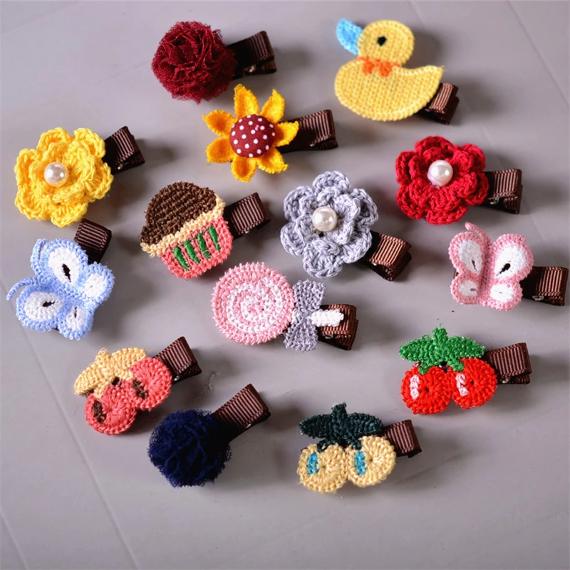 

Korean Kids Accessoris Cute Baby Hair Accessories Cartoon Children Barrettes Handmade Safe Cloth Hair Pins BB Clips Wholesale