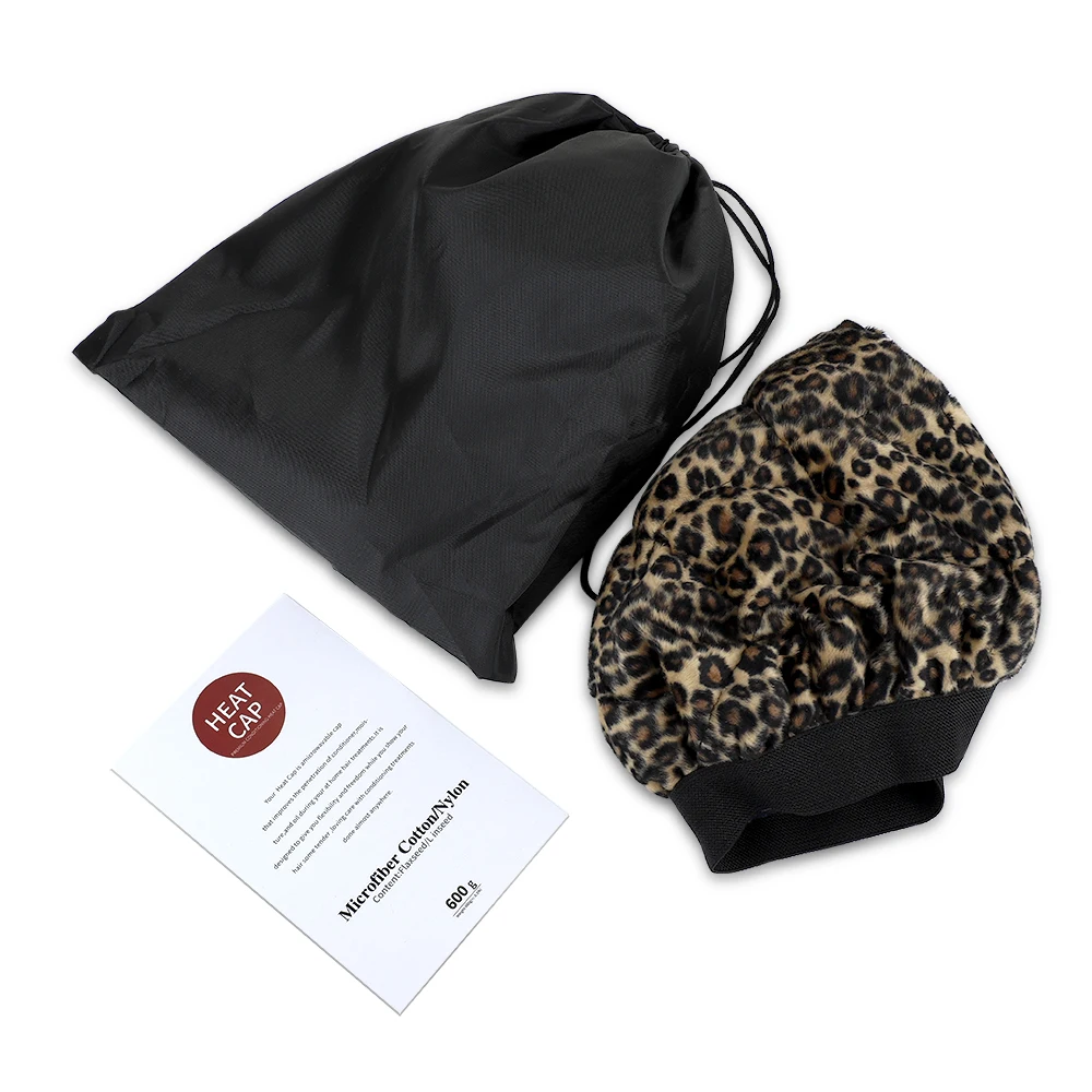

Reusable Leopard Thermal Heat Cap Cordless for Steaming Hair Styling Flaxseed Microwavable Heating Nursing Hair Care Tool