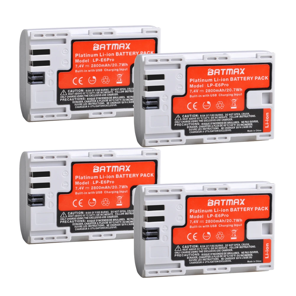 4Pcs 1 шт. 2800 мАч usb зарядное LP-E6 LP E6 LPE6 LP E6N аккумулятор для камер Canon 5D Mark II III 7D 60D EOS 6D 70D 80D EOS 5DS R - Цвет: 4Pcs