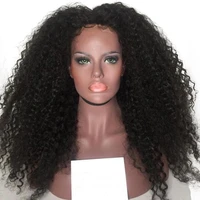 dlme long black kinky curly wig heat resistant hair black afro kinky curly synthetic lace front wig for black women