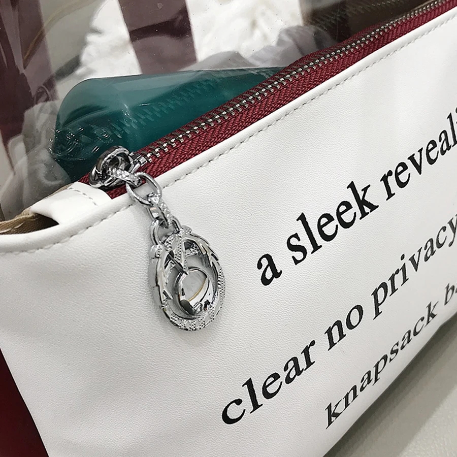 Прозрачный рюкзак желейного леденцового цвета с буквенным принтом школьный для девочек подростков Кожаная