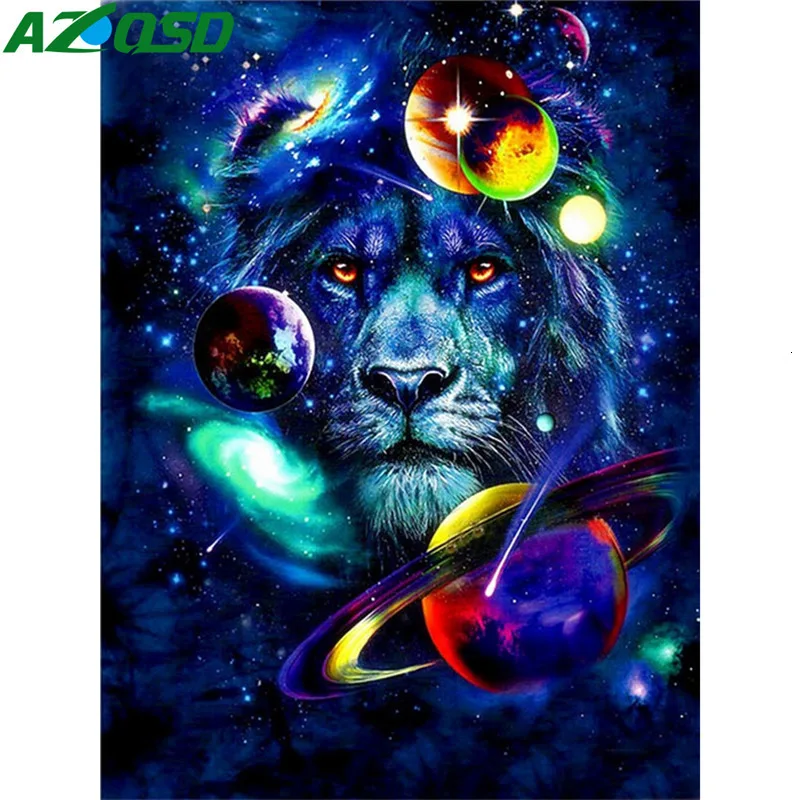 Azqsd DIY 5D Бриллиантовая мозаичная фигурка животного Лев крестиком изделия с вышивкой для домашнего декора Стразы Алмазная вышивка с котом планета волк подарок