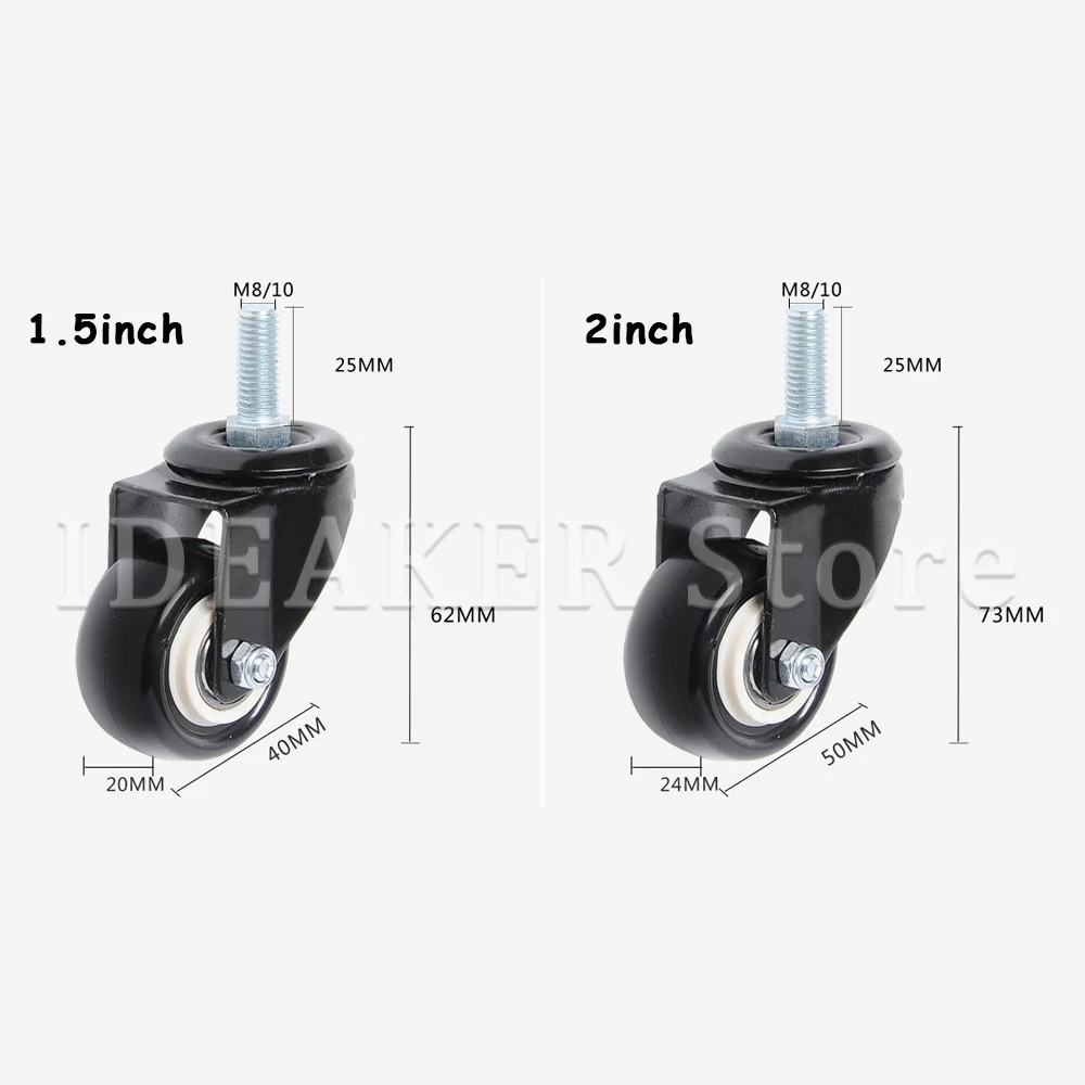 4 шт. сверхмощные поворотные винтовые ролики бесшумные полиуретановые колеса для