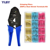 crimping pliers 200pcs waterproof heat shrinkable terminals connecting nose cable electrical insulated hand tools kit