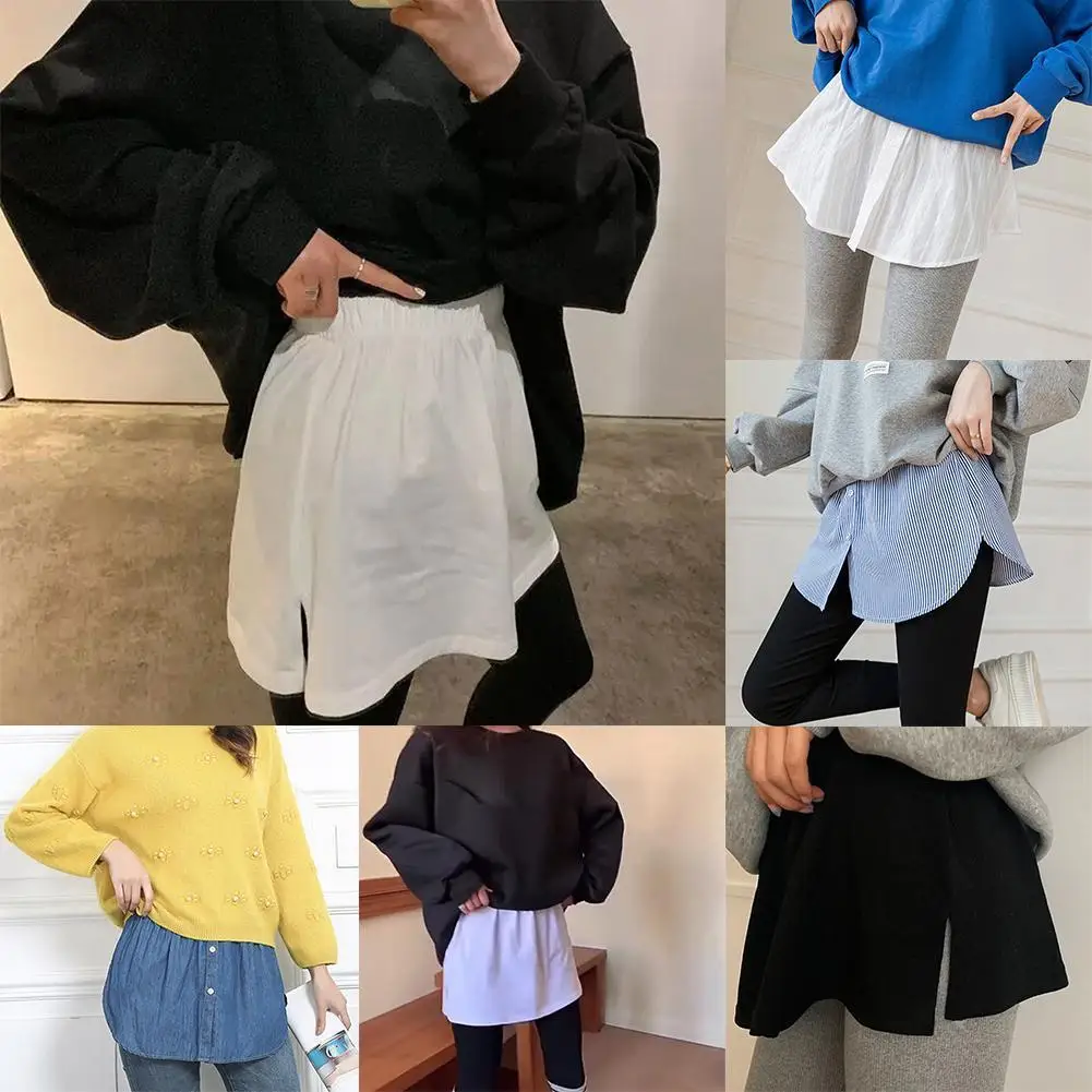 

Fake Hem Sweater Folds And Puts On The Bottoming Artifact Female Skirt Butt Curtain Collocation Sweater Fake Hem Skirt