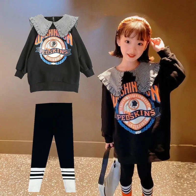 

New Kids Clothes Suit Girls Autumn Clothing Number Casual Big Children'S Letter Sweater+ Leggings Two-Piece Set For Teens