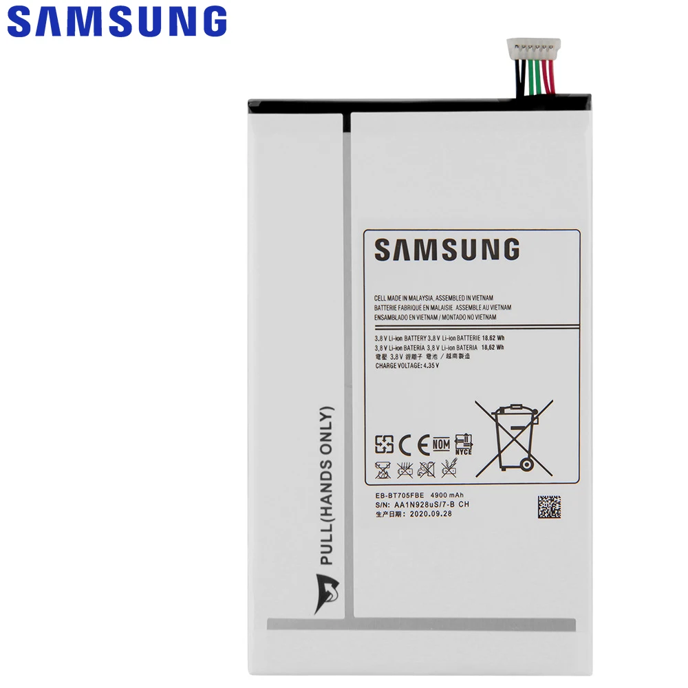 Оригинальная запасная батарея Samsung EB-BT705FBE EB-BT705FBC для Galaxy Tab S 8 4 T705 T700 Подлинная