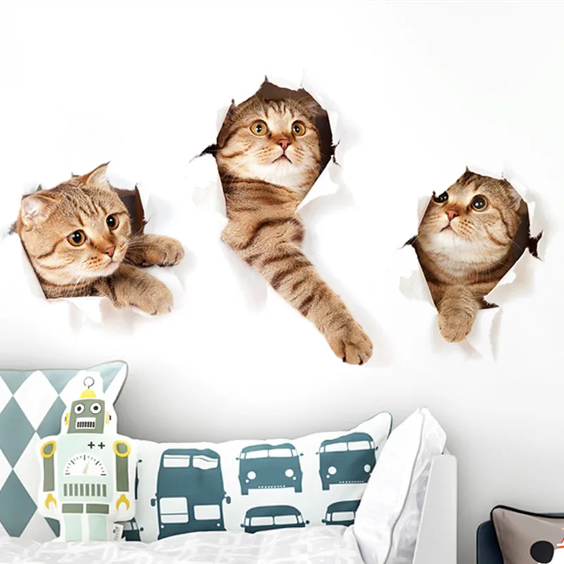 Наклейка на стену с изображением кота для детской комнаты самоклеящиеся
