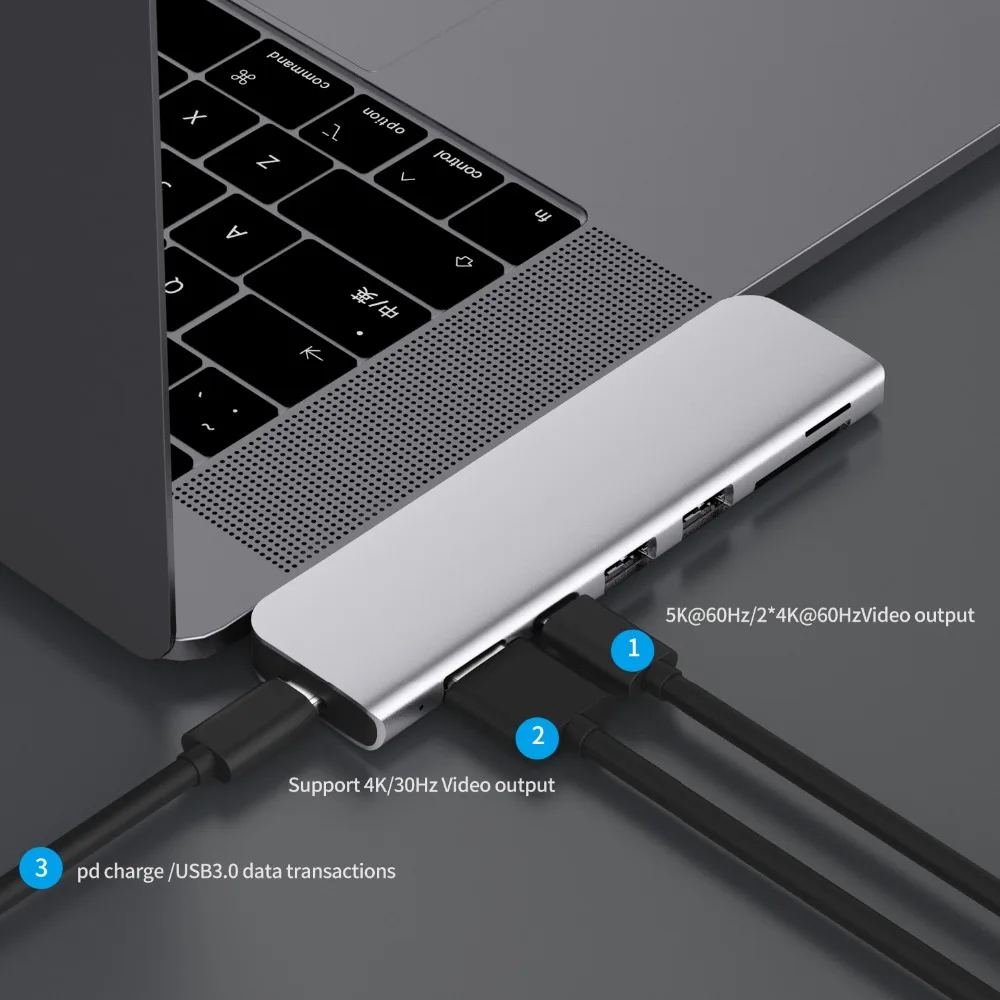 USB 3,1 type-C концентратор к HDMI адаптер 4K Thunderbolt 3 USB C концентратор с концентратором 3,0 TF sd-ридер слот PD для MacBook Pro/Air /