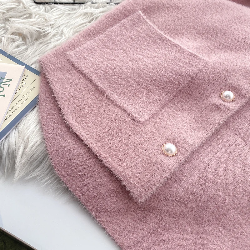 

Imitation Mink Velvet Short Jacket Women Autumn Sweater Coat 2020 new Women's Korean Ladies Sweater Cardigan Jacket